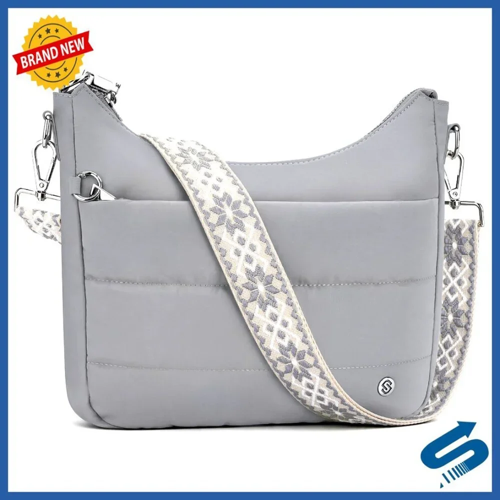 Quilted Puffer Hobo Crossbody Bag with RFID Blocking & Built-In Wallet